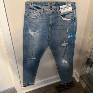 Arizona light denim rinse skinny jeans semi destroyed size 11